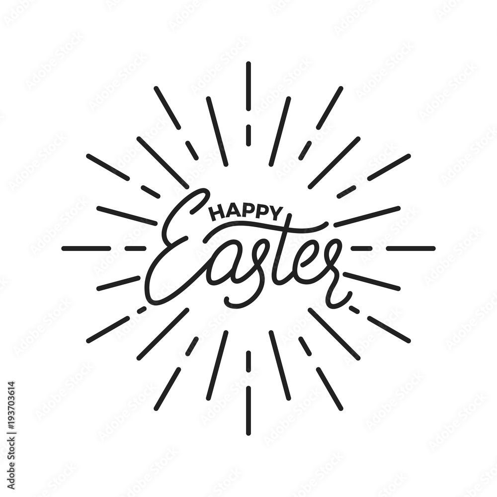 Easter. Label badge emblem of Happy Easter linear lettering Easter. Label badge emblem of Happy Easter linear lettering