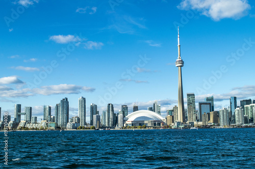 Toronto skyline in a summer day, with an amazing cn tower view