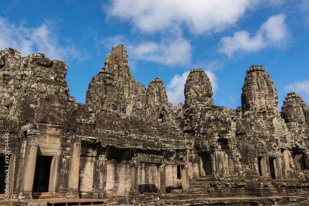 Ancient temple of Bayon in Angkor Thom complex near Siem Reap