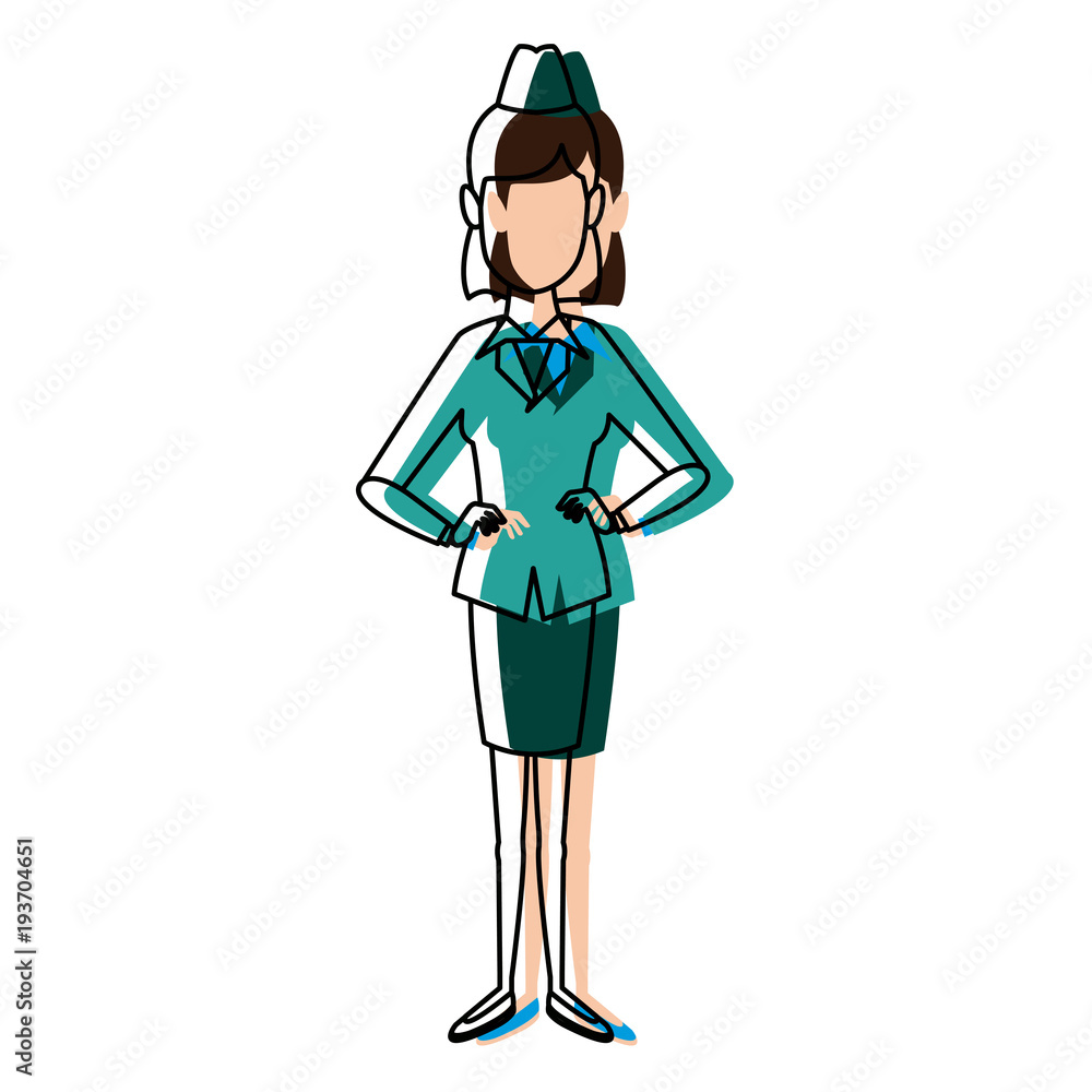 wwoman stewardess face employee worker person character vector illustration wwoman stewardess face employee worker person character vector illustration