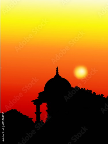mandir at sunset view religious concept background