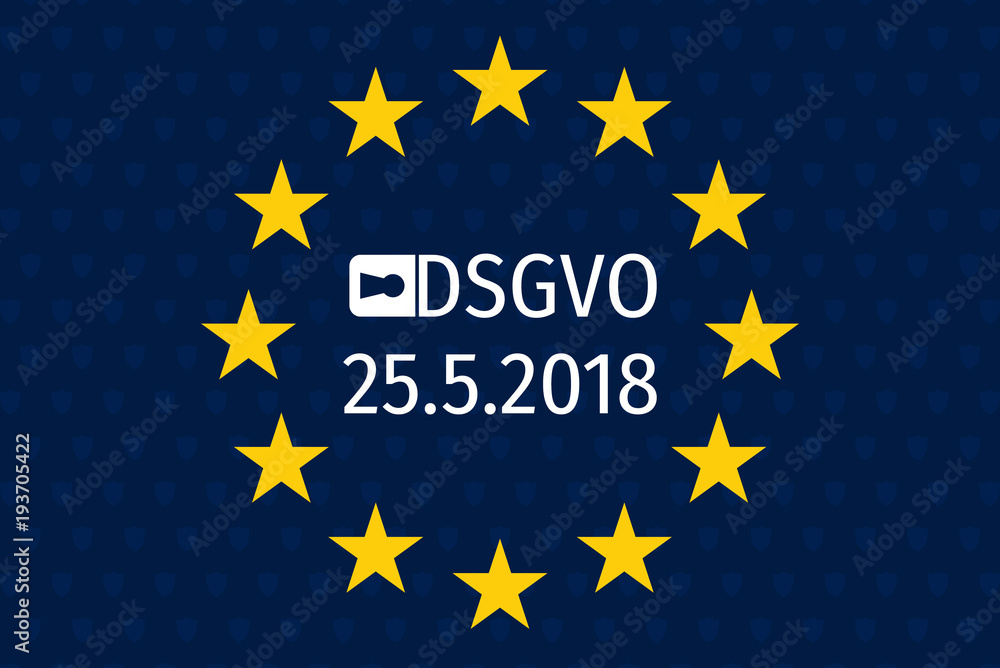 General data protection regulation german mutation: Datenschutz Grundverordnung (DSGVO) with shield background. General data protection regulation german mutation: Datenschutz Grundverordnung (DSGVO) with shield background.
