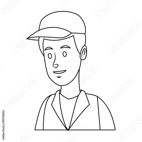worker portrait of delivery man with cap vector illustration