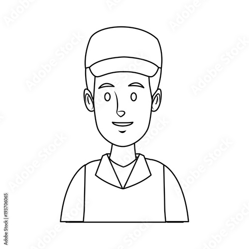 worker portrait of delivery man with cap vector illustration