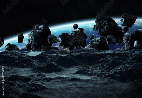 Fototapeta Naklejka Na Ścianę i Meble -  Astronauts exploring an asteroid 3D rendering elements of this image furnished by NASA