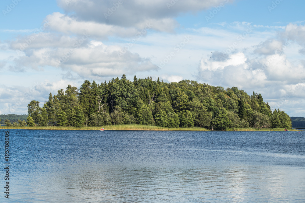 Island on a fresh water lake in Lithuanian countyside
