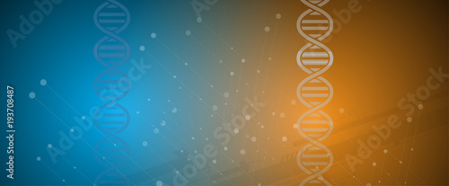 dna and medical and technology background. futuristic molecule structure presentation