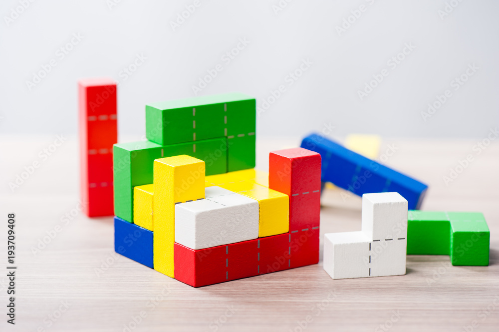 Fototapeta premium wooden puzzle blocks toy