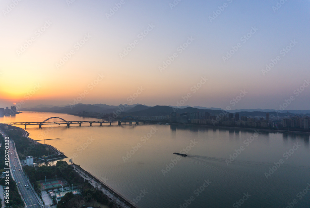 cityscape during sunset