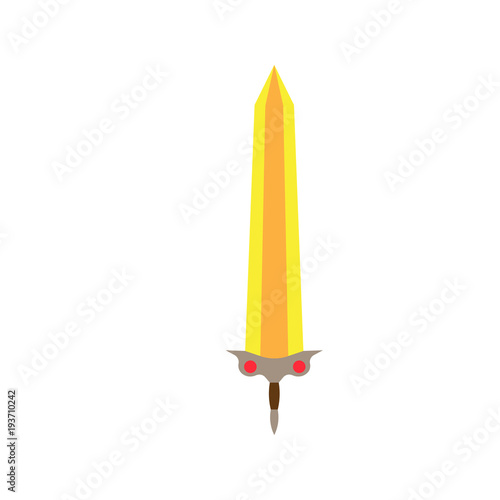 Sword vector illustration big isolated cartoon design knight. Background vintage emblem medieval hand fish warrior