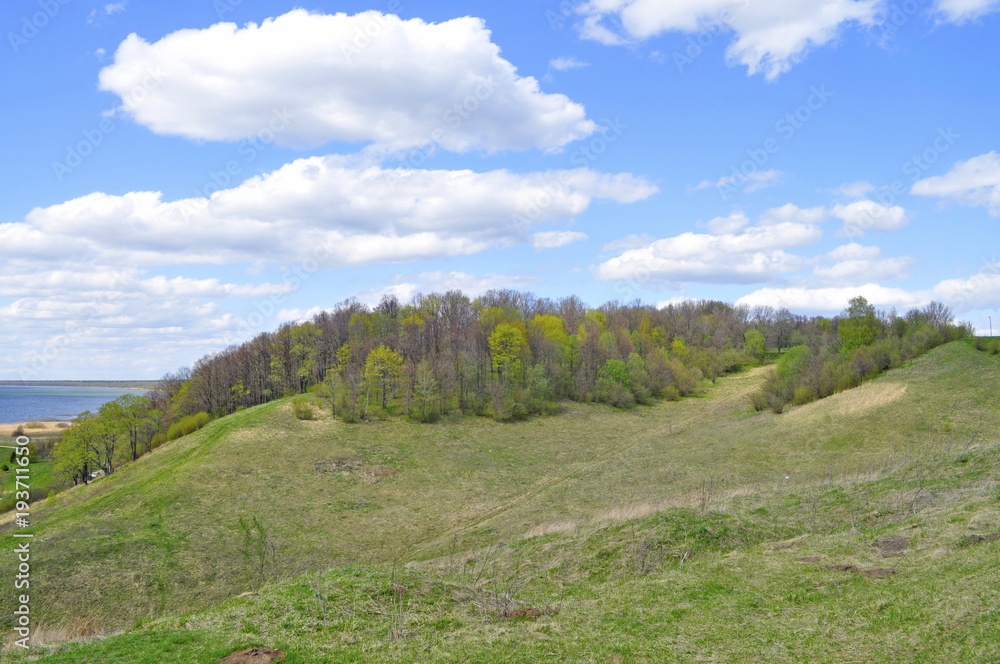 Naklejka premium The hill next to Pleshcheevo lake