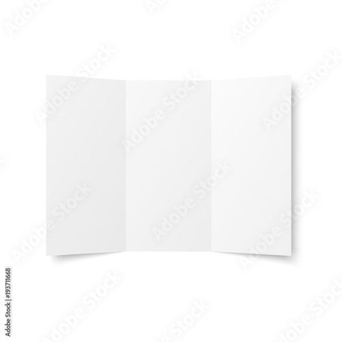 Vector blank white trifold leaflet opened