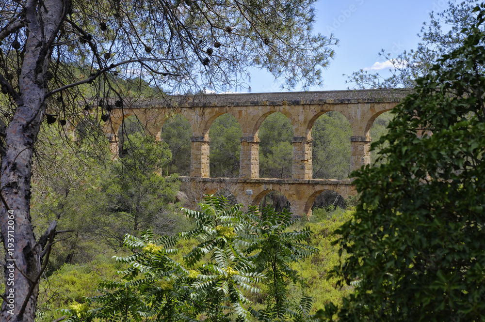 Roman Aqueduct Pont del Diable in Tarragona, Catalonia, Spain