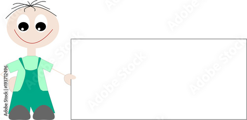 Junge hält leeres Schild