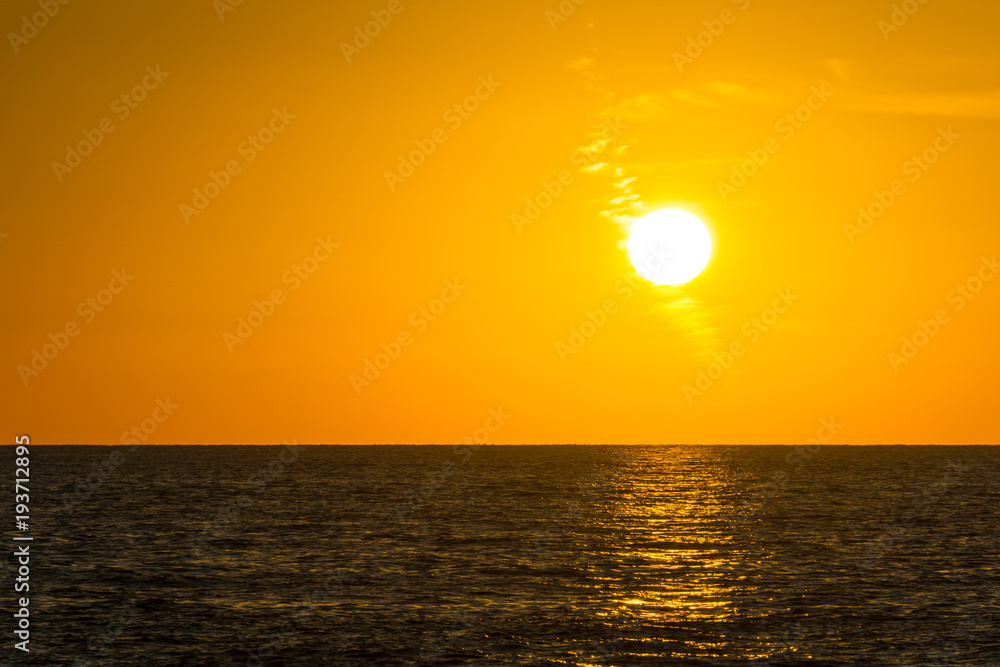 Florida, Beautiful orange sunset sky at the ocean at key west
