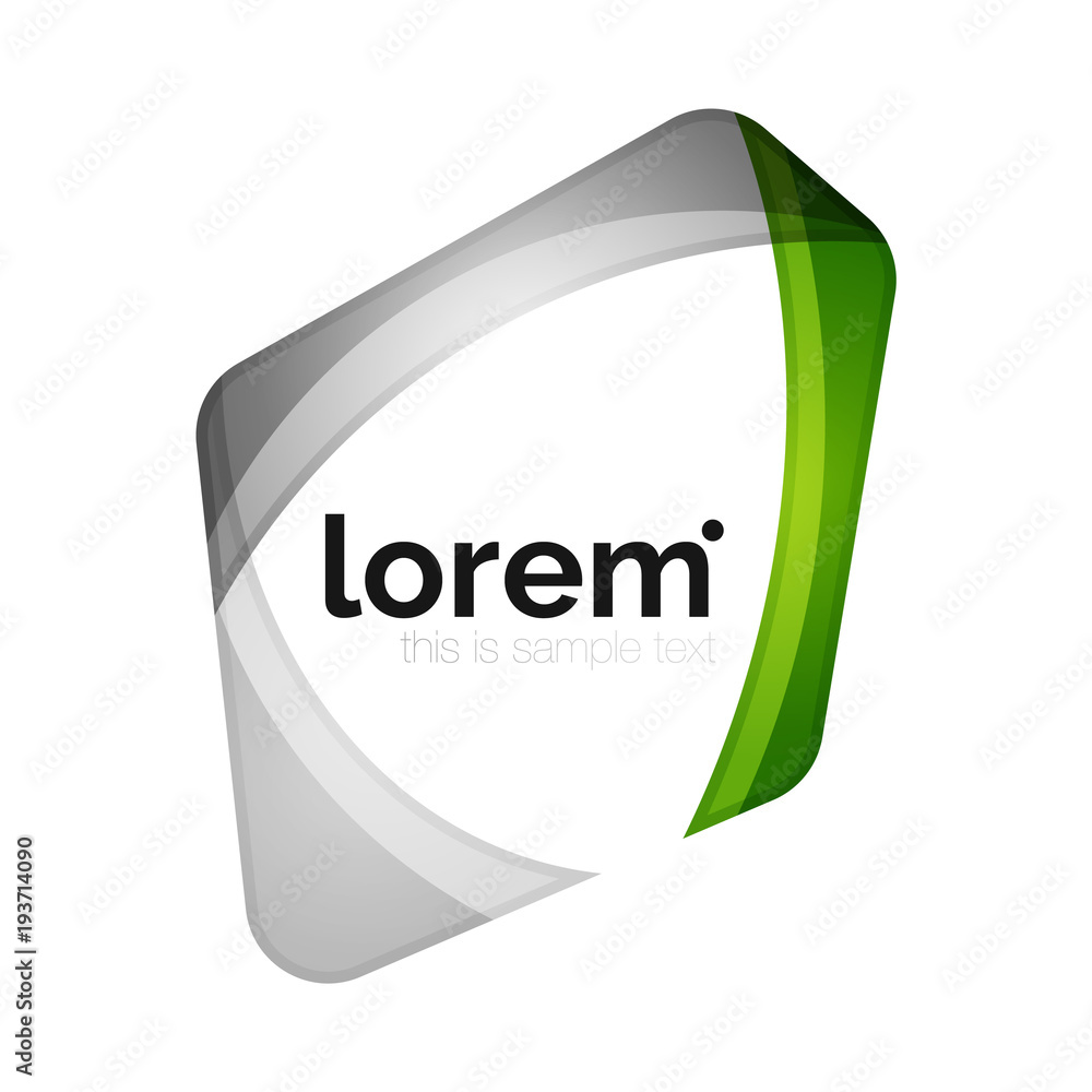 Clean professional business emblem, abstract transparent overlapping shapes Clean professional business emblem, abstract transparent overlapping shapes