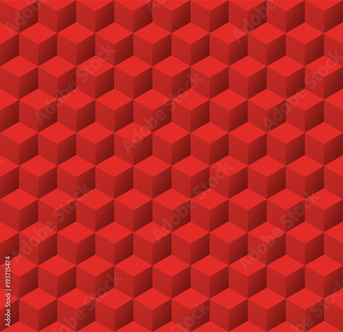 Seamless 3d isometric cube pattern background texture in red