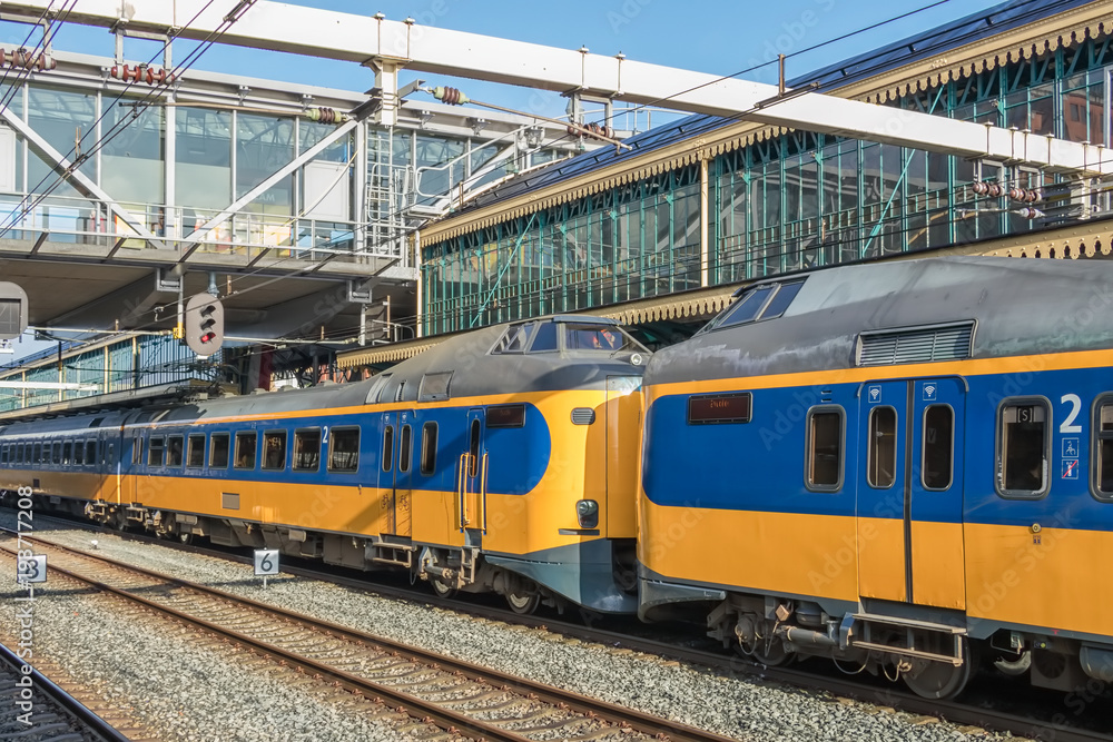Dutch intercity train at central station of Den Bosch, The Netherlands