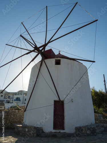 Α close-up of a windmill in the country of Astypalaia