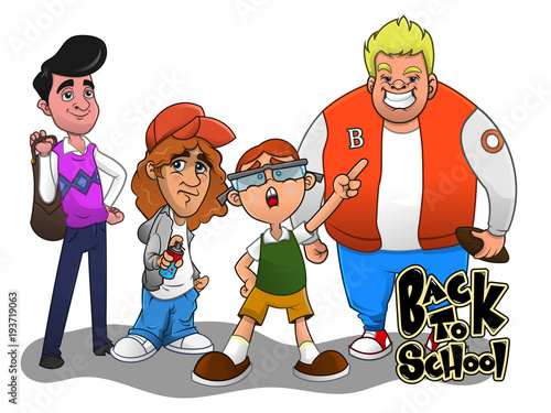 Set of student boy cartoon vector