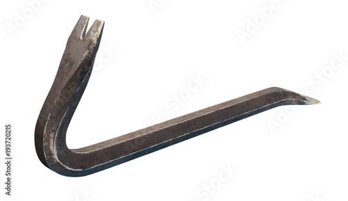 Photos 3D illustration of a rusty crowbar in perspective view on a white background