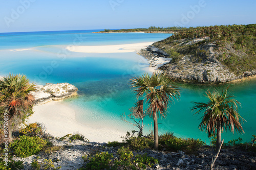 A small paradise beach located on Shroud Cay in the Bahamas. Shroud Cay is part of the Exuma island chain and the Warderick Wells Land and Sea Park. Perfect, isolated beach. photo