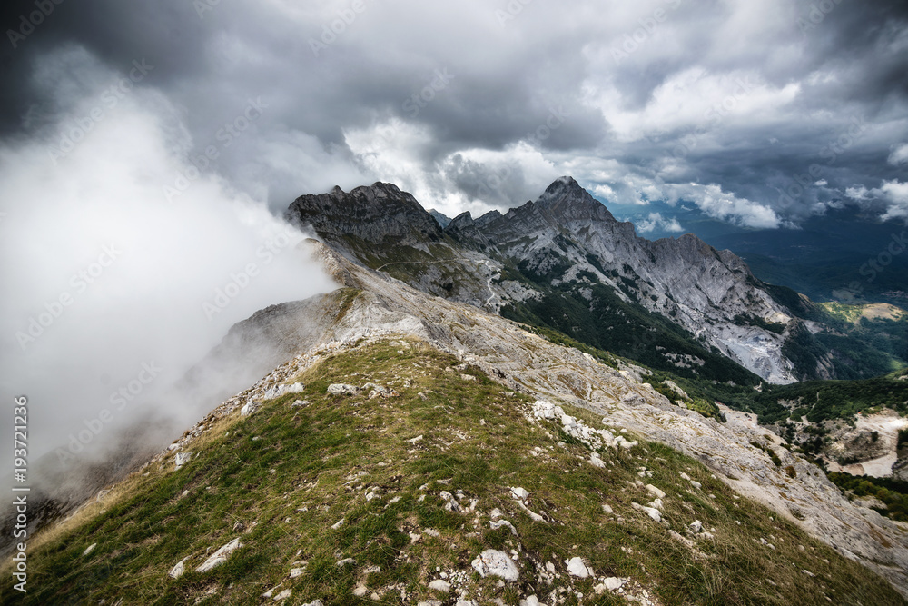 Apuan alps and clouds