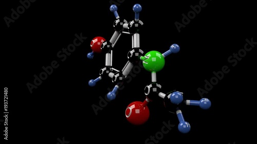 Acetaminophen molecule illustration. Molecular structure of paracetamol pain reliever. Alpha channel.
 photo