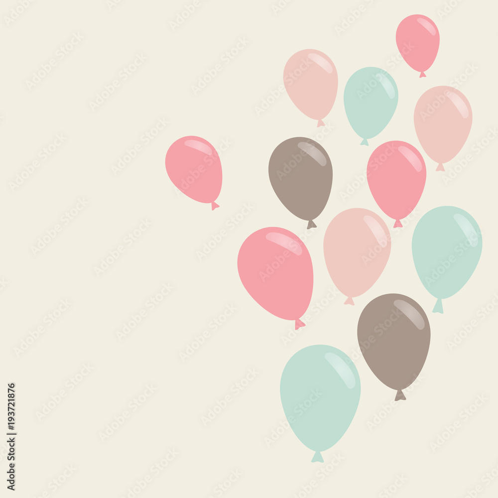 birthday card with flying balloons