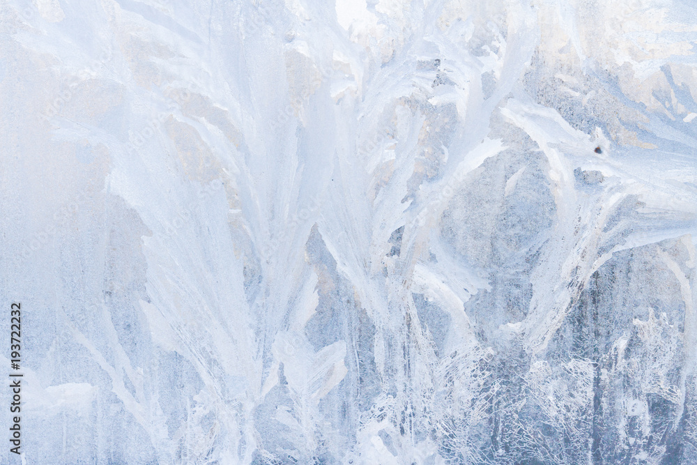 Obraz Winter frosty patterns on the frozen ice window
