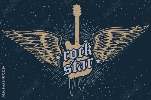 Rock star emblem - winged guitar