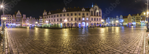Obraz na płótnie Panorama of the night city. Wroclaw w salonie