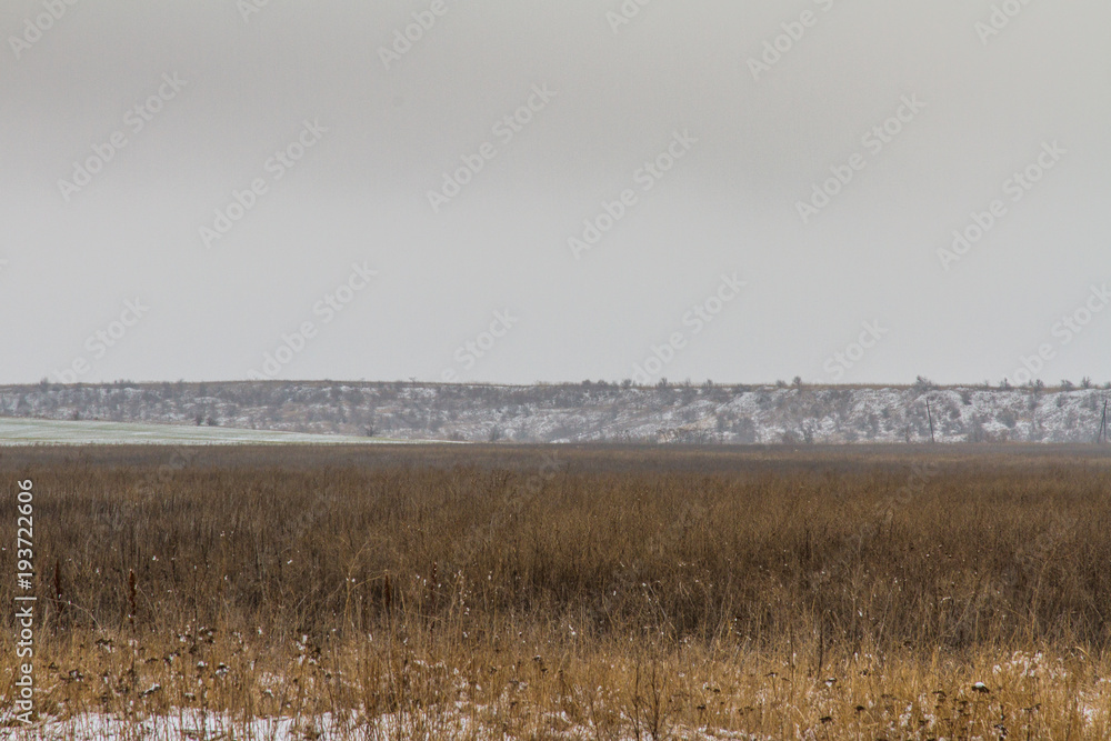 Snow-covered Tavri steppe in winter