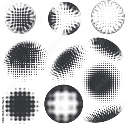 Halftone black and white design elements