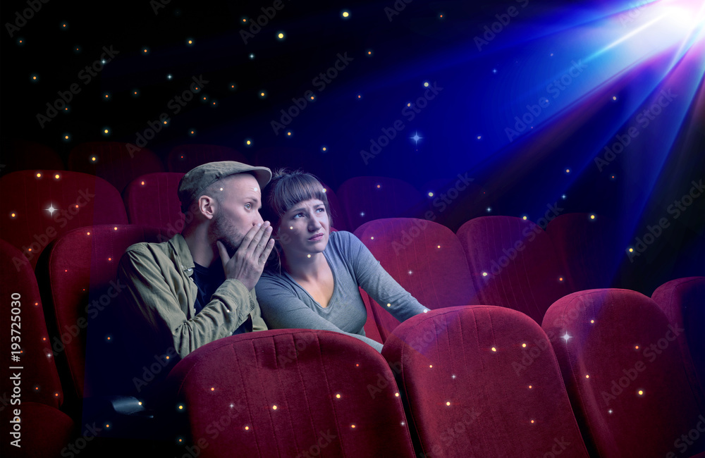 Naklejka premium Lovely couple watching 3D movie