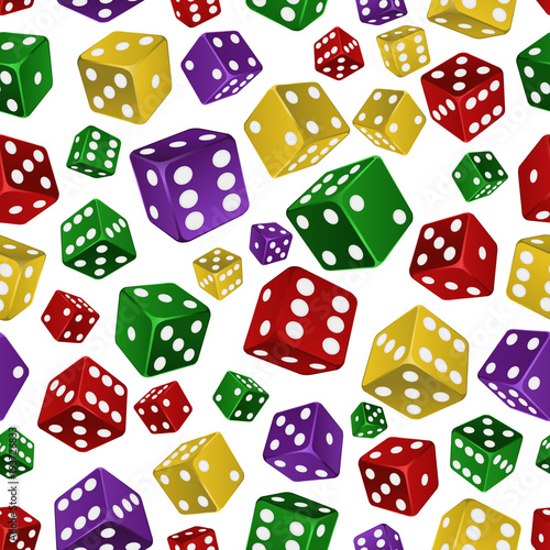 Vector pattern with colored dices