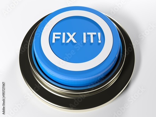 FIX IT! blue push button - 3D rendering