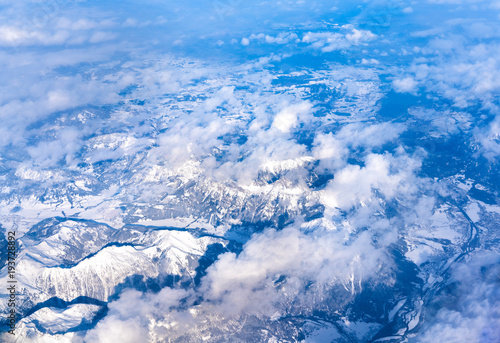 Aerial view of the Alps at the German-Austrian border