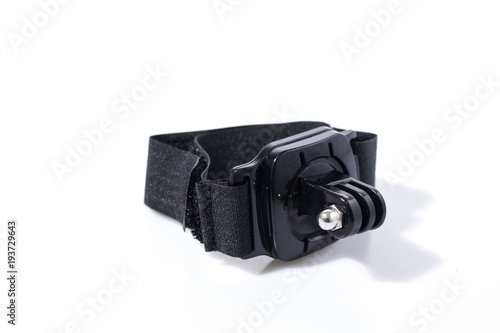 Action cam accessories in a white background