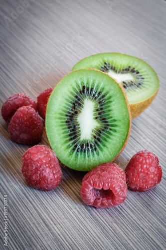 Kiwi and Raspberry Fruit Arrangement