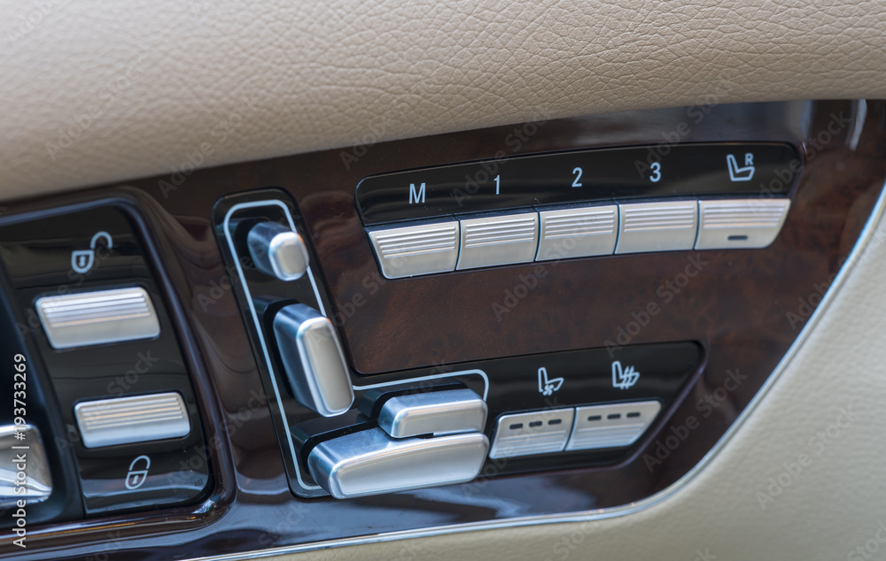 interior details of a leather car