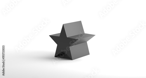 Fototapeta Naklejka Na Ścianę i Meble -  3D Rendering Of Realistic Looking Geometric Star Object On White Background