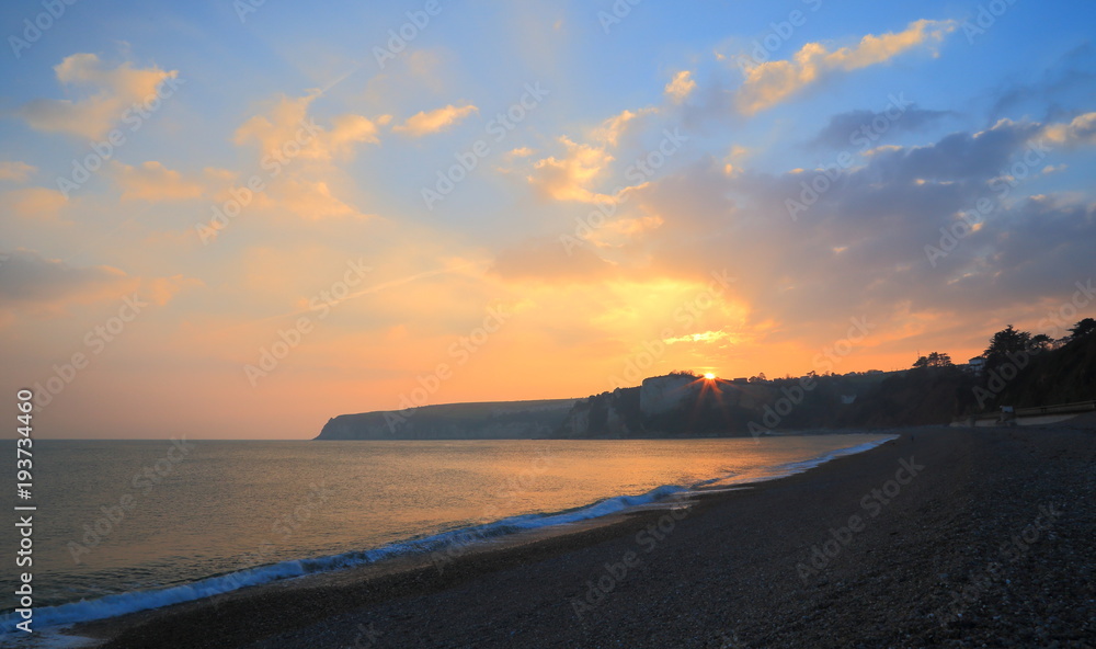 Sunset over Beer Head in East Devon on the Jurassic Coast