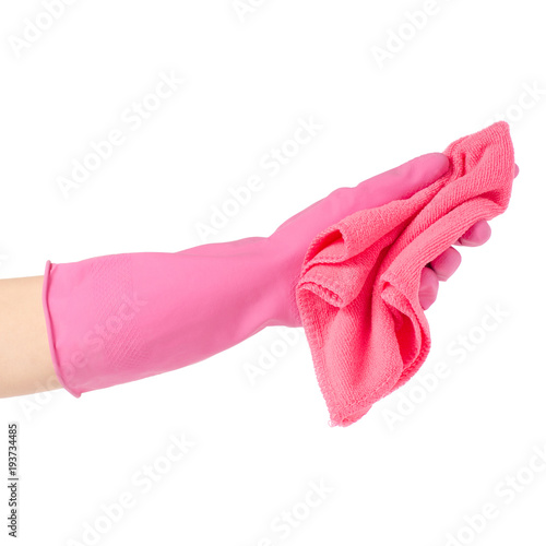 Hand in glove for cleaning a microfiber