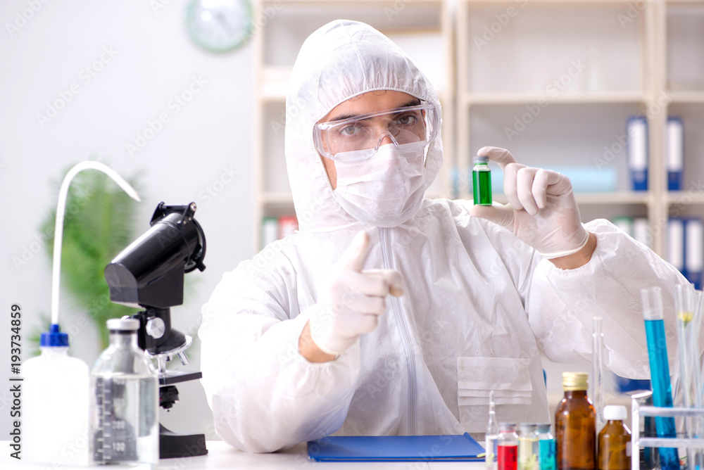 Biotechnology scientist chemist working in lab Biotechnology scientist chemist working in lab