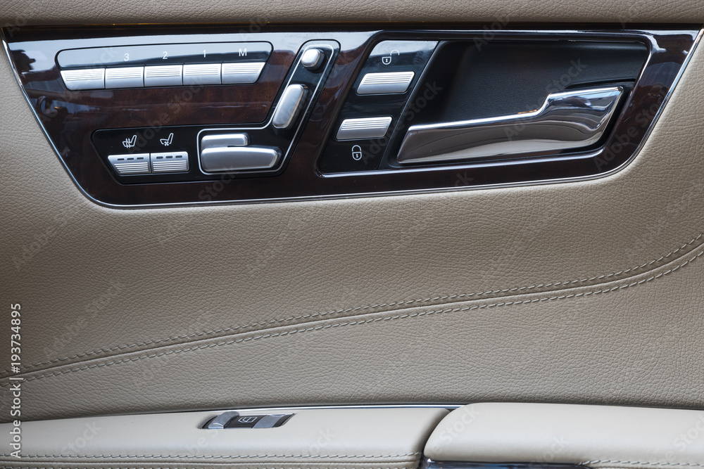 interior details of a leather car