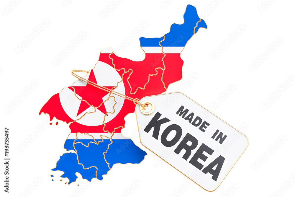 Obraz premium Made in North Korea concept, 3D rendering