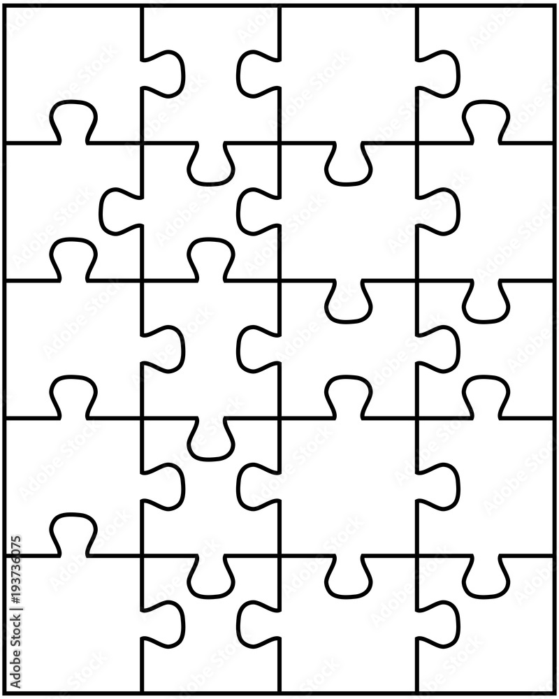 Illustration of separate parts of white puzzle Illustration of separate parts of white puzzle