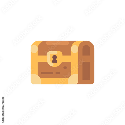 Gold treasure chest flat icon. Game item illustration
