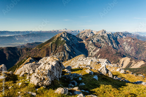 Panoramic view of spectacular mountain ridge.